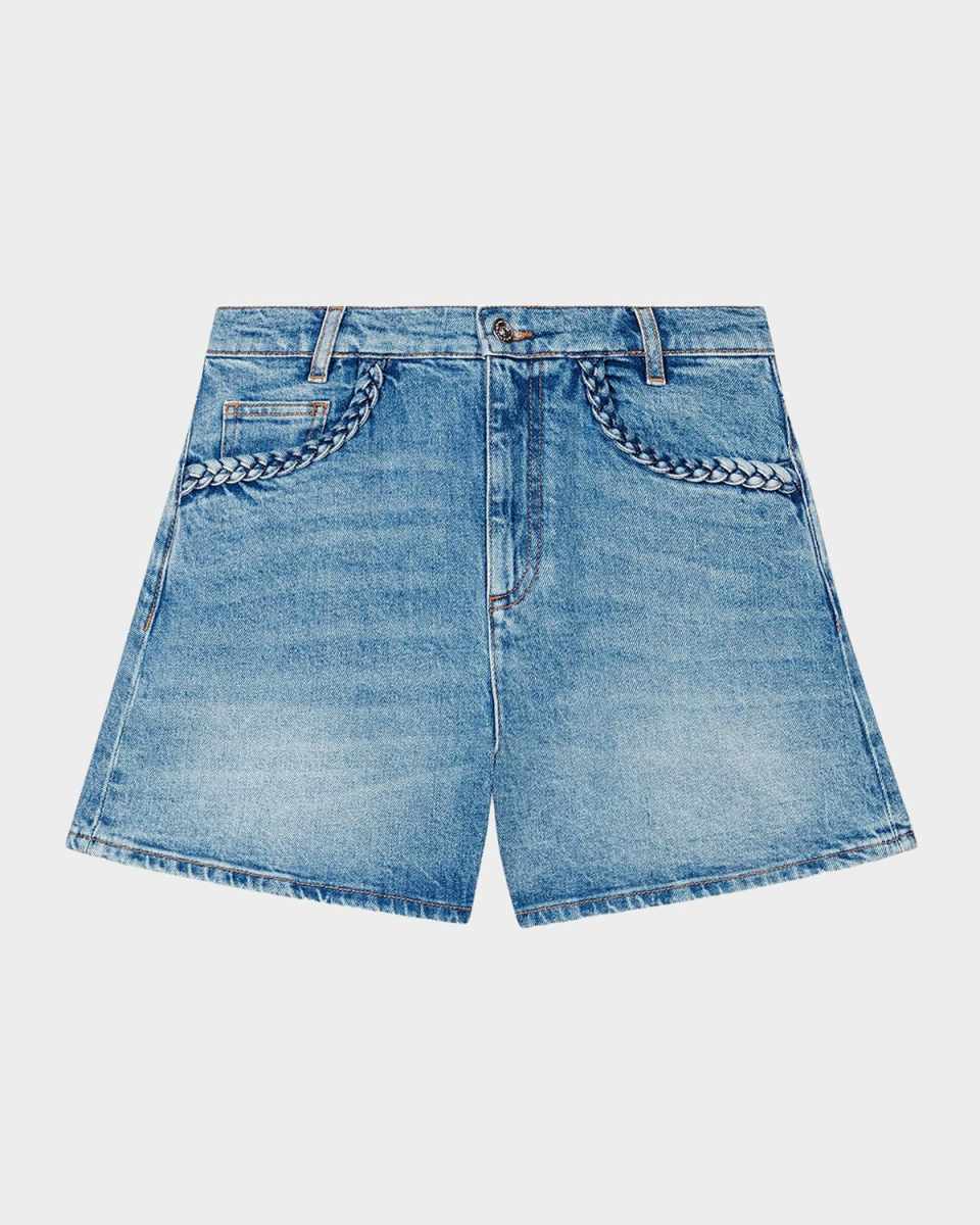 Ipochetresse Braided Denim Shorts